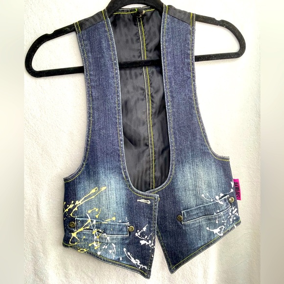 Akademiks Jackets & Blazers - Akademiks Denim Vest with Paint Splatter
